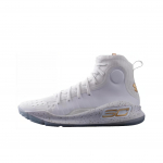 Under Armour Curry 4 Retro Baltos ir auksinės spalvos 2024 m. Unisex sportbačiai Citrinų-ledinės ir metalinės aukso spalvos 1298306-111 44