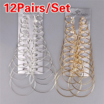 12 porų/rinkinys Perdėti Vintažiniai / Dideli Apvalūs Auskarų Rinkiniai Geometriniai Seksualaus Žavesio Lydinio Auskarai