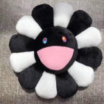 Daugiaspalvė 40cm Takashi Murakami Vaivoryk&scaron;tės Gėlės Pliu&scaron;inė Pagalvė Su Besi&scaron;ypsančiais Veidais Black White