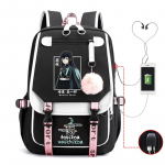 Japonijos animaciniai komiksai Demon Slayer Madingas USB kuprinė Didelės talpos studentų kuprinė su nugaros atrama 0021 45*32*15cm black