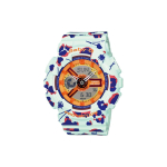 Casio Baby-G Teminė serija Spalvų blokas Gėlių leopardų ra&scaron;tas Madingas sportinis vandeniui atsparus kvarcinis laikrodis Moteri&scaron;ki laikrodžiai Oranžinis BA-110FL-3A Mint Blue Case white