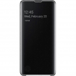 Suderinama su Samsung Galaxy S10 Skaidrus View Folio dėklas Priekinis atverčiamas dizainas Klasikinis juodas