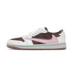 Travis Scott x Jordan Air Jordan 1 Amortizuojantys Neslystantys Žemi Klasikiniai Krep&scaron;inio Batai Unisex Balti Rudos Rožinės Spalvos DZ4137-700(Komanda-) 35.5