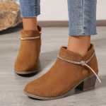Stambūs vakarieti&scaron;ki batai moterims Retro smailianosiai storapadžiai ankle boots Moteri&scaron;ki rudens žiemos PU odiniai batai 36