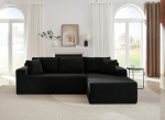 Modulinės kampinės sofos L formos sofa 3 vietų modulinė sofa su atminties putomis kampinės sofos svetainei, Debesų sofa su padidintu &scaron;ezlongu 252.5 x 163 x 65 cm juoda