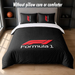 F1 Dizaino Lova Patalynės Komplektas 1 Antklodės Užvalkalas + 2 Pagalvių Užvalkalai Mink&scaron;ti Kvėpuojantys Namų Patalynė 135cm*200cm black