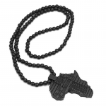 Afrikos žemėlapio formos pakabukas mediniai karoliukai grandinės karoliai juodi juoda