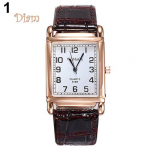 Dilara vyri&scaron;ka, moteri&scaron;ka, madinga dirbtinės odos apyrankė, kvadratinė ciferblato kvarco analoginė rankinio laikrodžio smulkmena ruda