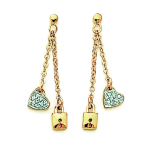 Les Tr&eacute;sors De Lily [D4605] - Boucles Plaqu&eacute; Or 'Cl&eacute; de l'Amour' blanc dor&eacute; - 35x5 mm