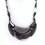 NOA [G5948] - Collier Cr&eacute;ateur 'Arlequin' gris noir pilka