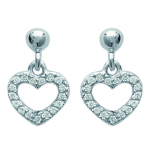 Les Tr&eacute;sors De Lily [I9776] - Boucles Argent 'Love' blanc argent&eacute; (rhodi&eacute;) - 13x8 mm