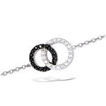 Les Tr&eacute;sors De Lily [J6946] - Bracelet Argent 'Romy' noir blanc (rhodi&eacute;) - 11x16 mm