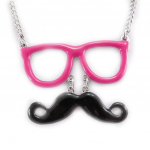 Les Tr&eacute;sors De Lily [J8990] - Collier cr&eacute;ateur 'Moustache' rose noir ry&scaron;kiai rožinė