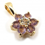 Les Tr&eacute;sors De Lily [K1352] - Pendentif Plaqu&eacute; Or 'Fleur de Cristal' am&eacute;thyste