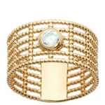 Bague Plaqu&eacute; Or 'D&eacute;esse' blanc dor&eacute; - 11 mm