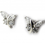 Les Tr&eacute;sors De Lily [N1237] - Boucles Argent 'Papillons de Charme' blanc