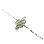 7bis [Q1336] - Bracelet artisanal 'Cactus' argent&eacute; - 15x8 mm sidabras