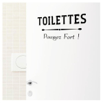 Les Tr&eacute;sors De Lily [P9419] - Planche de stickers porte 'Messages' ( Toilettes - Poussez fort ! ) - 20x70 cm juoda