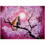 Visas 5D &bdquo;pasidaryk pats&ldquo; deimantų pie&scaron;imas vy&scaron;nių žiedais ir katėmis Deimantinis siuvinėjimas Visi&scaron;kai klojamas kryželiu namų dekoras, rankų darbo dovana 20x30cm