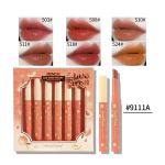 6 vnt / rinkinys Peach Sweetheart Velvet lūpų dažai vandeniui atsparus ilgalaikis lūpų makiažas 1,5 g x 6