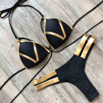 6 spalvos S - XL Sexy Push Up Bikini Moteri&scaron;ki maudymosi kostiumėliai Moteri&scaron;ki maudymosi kostiumėliai Dviejų dalių bikinio rinkinys Liemenėlės puodelio maudymosi kostiumėlis S juoda