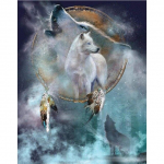 &bdquo;Pasidaryk pats&ldquo; 5D deimantinis paveikslas &bdquo;Vilkas Dreamcatcher&ldquo; Deimantinis siuvinėjimas Gyvūnų siuvinėjimas kryželiu, pilnas apvalus gręžtuvas Rankinis namų dekoro dovana Full Round 20x30CM