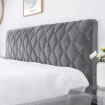 Viskas įskaičiuota Super Soft Smooth dygsniuotas galvos apdangalas Storas aksominis galvūgalio užvalkalas Vienspalvis lovos nugaros užvalkalas nuo dulkių W150 x H70cm tamsiai pilka spalva
