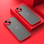 Atsparus smūgiams &scaron;arvai matinis dėklas, skirtas iPhone 16 15 14 13 12 11 Pro Max XR XS X 7 8 Plus SE Mini prabangus silikoninis buferis skaidrus kietas kompiuterio dangtelis iPhone 11 raudona