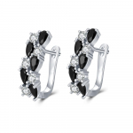 BLACK AWN Black Stone Hoop auskarai moterims