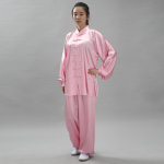 2 vnt. / rinkinys Unisex mygtukų mar&scaron;kinėliai laisvi vientisos spalvos kinų tradicinis tai chi kostiumas kung fu dėvėti vyri&scaron;ki drabužiai XS rožinė