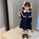 Kolegijos stiliaus mergaičių suknelė laisvalaikio vaiki&scaron;ka sijono vienspalvė gaivi princesės suknelė kūdikiui 90cm juoda