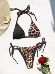 10 spalvų Splicing Halter Leopard Bikini Moteri&scaron;kas maudymosi kostiumėlis Moteri&scaron;kas maudymosi kostiumėlis Dviejų dalių bikinio rinkinys Maudymosi kostiumėlis Maudymosi Moteris M