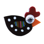 Les Tr&eacute;sors De Lily [R6503] - Bague artisanale 'Colombine & Arlequin' noir rouge (poule) - 34x30 mm