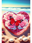 Romanti&scaron;kas paplūdimio peizažas deimantinis paveikslas rožė drugelis meilė pasidaryk pats mozaika deimantinis siuvinėjimas 5D kryžminio dygsnio gėlė namų dekoras S448 Full Round 30x45CM