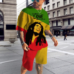 Vasaros BoB Marley Reggae mar&scaron;kinėlių rinkiniai Madingi bėgiojimo trumpomis rankovėmis Harajuku kostiumas Vyri&scaron;kas sportinis kostiumas 3D spausdinta kvėpuojantys drabužiai 6XL 6XL