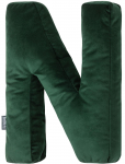 Decorative pillow in the shape of a letter 'N', green