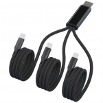 GIMIRO 3 viename USB C į USB C įkrovimo laidas C tipo greito įkrovimo duomenų perdavimo kabeliai juoda