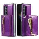 Apsauga nuo kritimo Bling Glitter Leather Fundda dėklas, skirtas Samsung Galaxy Z Fold 4 Fold4 5g Fold3 Fold 3 Neslystantis telefono priedai for Galaxy Z Fold 3 sidabras