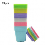 24 vnt. plastikinis daugiaspalvis mini žalių augalų vazonas su padėklu sodo namų dekoru Yousheng