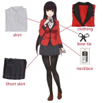 Anime Kakegurui Yumeko Jabami kostiumai 5vnt./komplektas Cosplay Girls Adult Kid xs