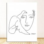 Meno spaudiniai Eskizai Moteris Taikos puok&scaron;tė Tapyba Plakatas Minimalistinis sienų menas Namų sienų dekoras Pikaso linijinis menas Pie&scaron;imo drobė 21cm&times;30cm NoFrame