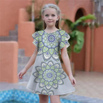 Mergaitėms Violetinės Lotus Print Suknelės Vaiki&scaron;kos Suknelės Vakarėliui Laisvai Prigludęs Laisvas Sijonas trumpomis rankovėmis Vyresnėms nei ketverių metų mergaitėms 80 mėlyna