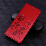 Prabangus rožių gėlių odinis atverčiamas dėklas, skirtas Samsung Galaxy A04S A54 A53 S21 S22 S23 Ultra Plus Xiaomi Poco X5 Pro iPhone 14 13 12 11 Pro Max piniginės dangtelis For Samsung Galaxy A04S raudona