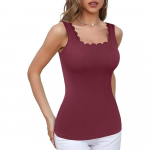 Attraco Įmontuotas liemenėlės vir&scaron;utinis apatinis trikotažas moterims, kvadratinis kaklo &scaron;ukučių apipjaustymas Camisole vasarinis be rankovių briaunotas Cami Topas L mėlyna