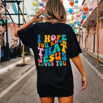 Tikiuosi, kad žinai, kad Jėzus tave myli atgal print Negabaritiniai mar&scaron;kinėliai Christian Loose Tee Women Madingas laisvalaikio medvilninis estetinis vir&scaron;us S juoda