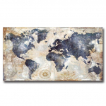 Vintažinio metalo stiliaus pasaulio žemėlapis Sienų meno plakatas Modernus i&scaron;skirtinis namų dekoravimas Aliejinė tapyba Sienų tapyba Spausdinimas 21cm&times;30cm NoFrame