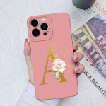 Apple iPhone 13 14 15 Pro Max X XS XR SE telefono dėklo dangtelis skystas mink&scaron;tas matinis silikonas, atsparus smūgiams, gėlių raidės iPhone korpuso buferiui iPhone 15 Pro Max