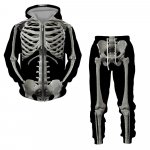 Helovino Cosplay Skeleton Splanchna 3D All Over Print Užtrauktuku sportiniai kostiumai Vyri&scaron;ki kelnės su gobtuvu 2 vnt. rinkinys Streetwear kostiumai