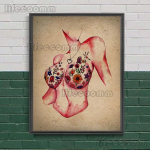 Žmogaus organai ir žiedai Akvarelė Retro sienų menas Drobė Tapyba raumenų ir kaulų sistemai ir augalams Plakatas ir spaudinys Namų dekoras be rėmelių 21*30cm