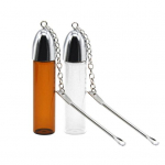 2 vnt. Sandarus indelis prieskoniams, Ne&scaron;iojamas buteliukas tabletėms ar milteliams su mini &scaron;auk&scaron;teliu, skirtas kelionėms lauke, stovyklavimui